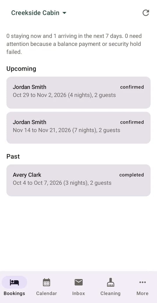 Bookings for a listing